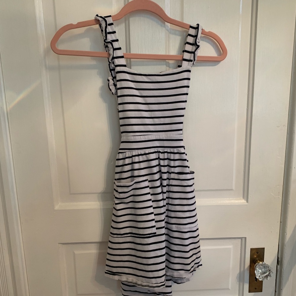 Presley Couture Pinafore - Black and white striped - Girls size 10/12
